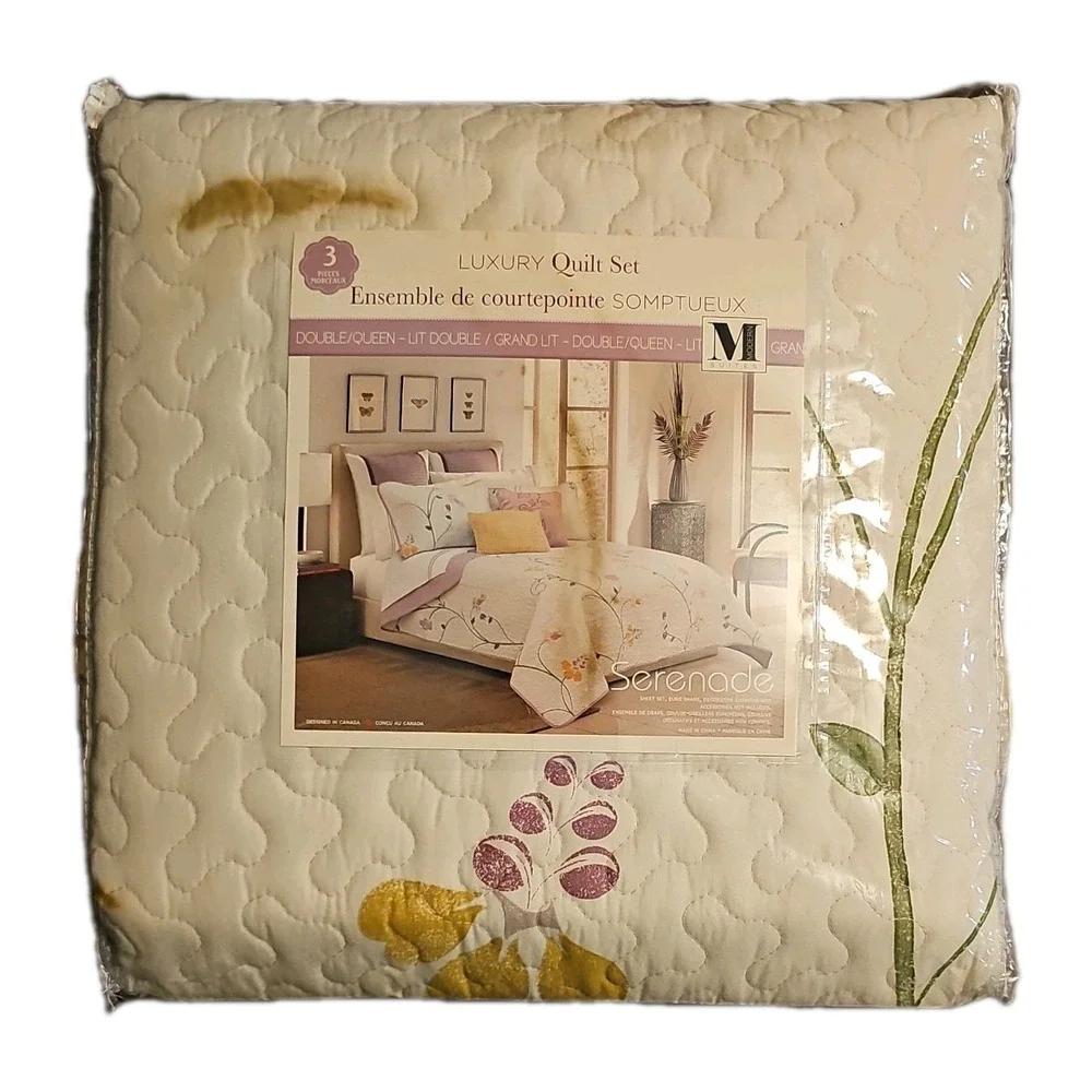 Modern Suites Serenade 3PC Quilt Set Double Queen Floral Cream 60113.3DQ.15